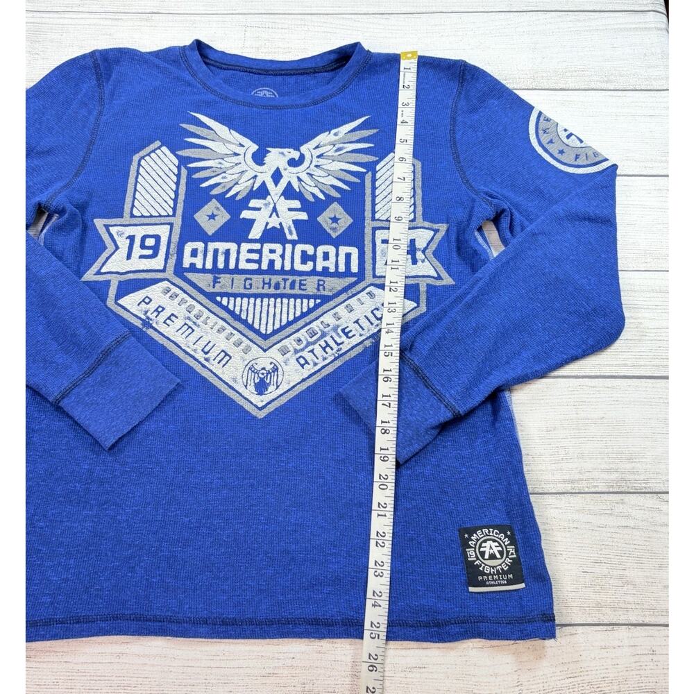 American Fighter Mens Graphic Crew Neck Thermal Long Sleeve Shirt Blue Size M - Picture 2 of 7